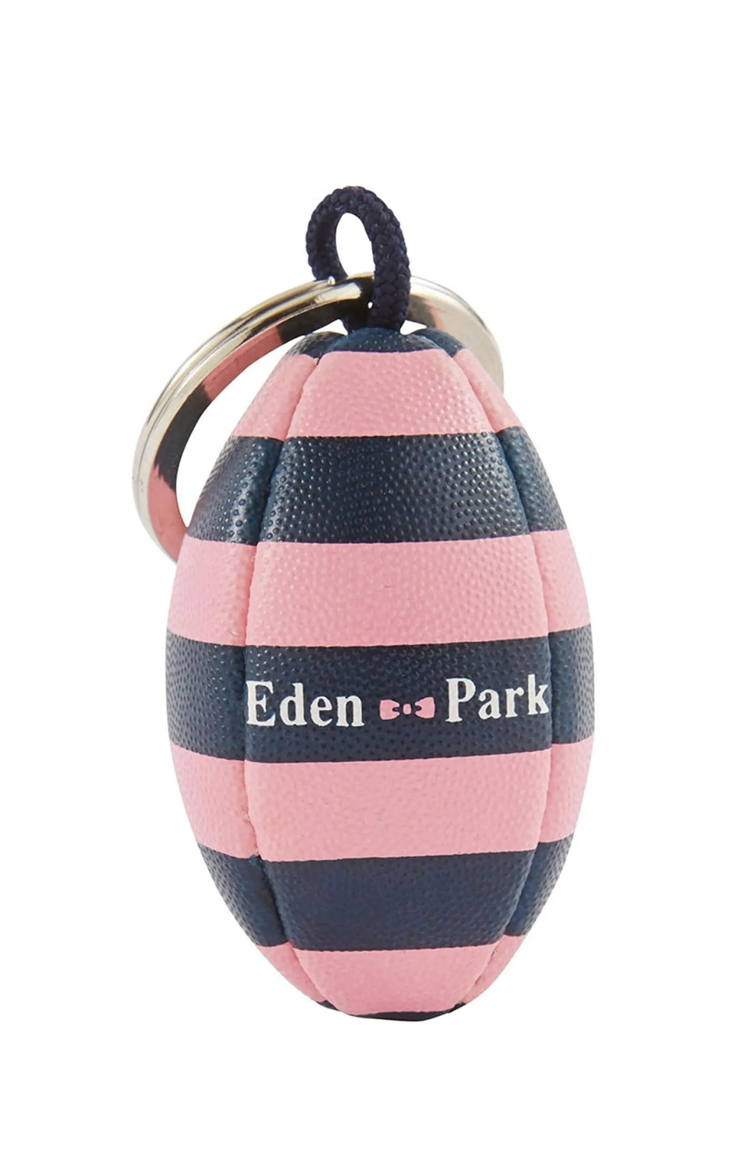 Porte-clés ballon de rugby cerclé en caoutchouc