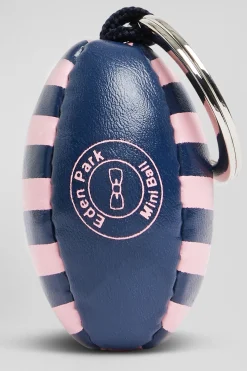 Porte-clés ballon de rugby rose cerclé et sérigraphie French Flair