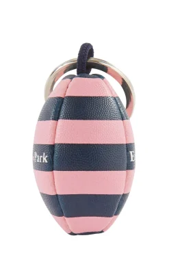 Porte-clés ballon de rugby cerclé en caoutchouc