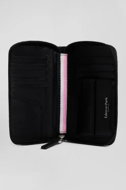 Portefeuille format français en cuir véritable noir