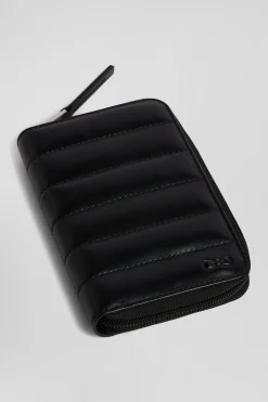 Portefeuille format français en cuir véritable noir