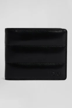 Portefeuille format italien en cuir véritable noir