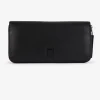 Portefeuille noir rectangulaire en cuir