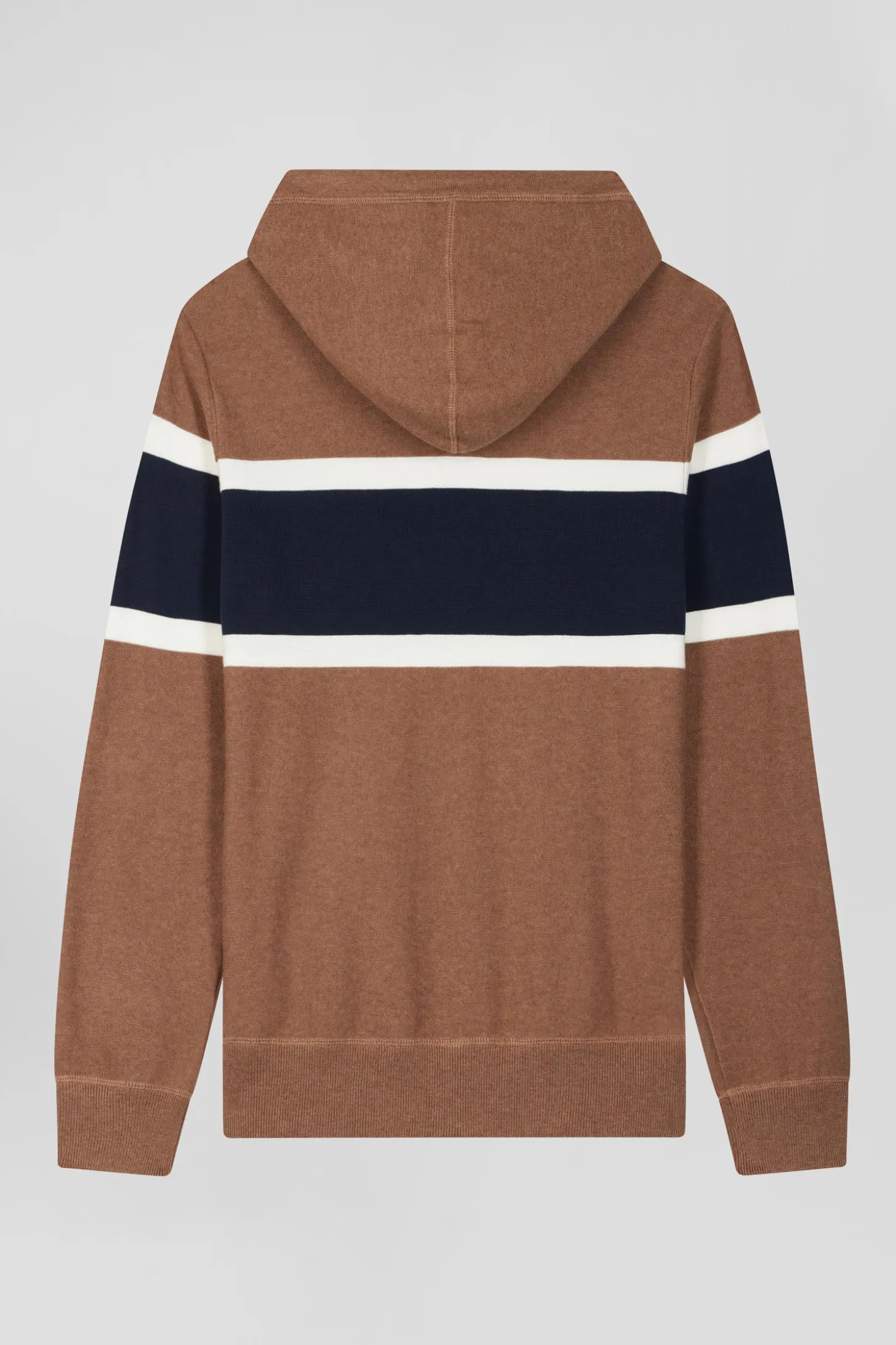 Pull à capuche en coton camel jacquard EP10 coupe Regular