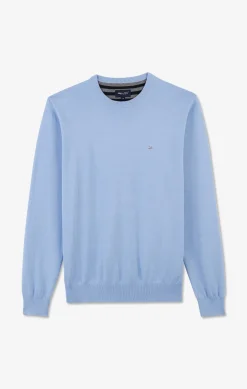 Pull bleu à col rond en coton