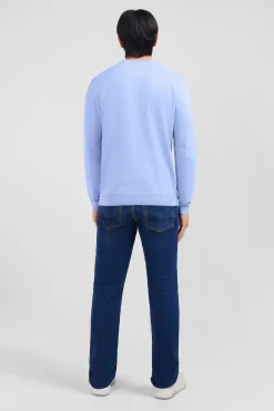 Pull bleu à col rond en coton