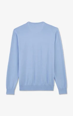 Pull bleu à col rond en coton