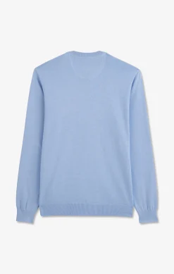 Pull bleu à Col V en coton