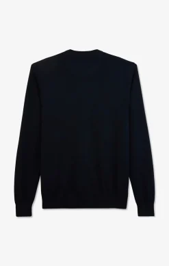 Pull bleu marine à col rond en coton