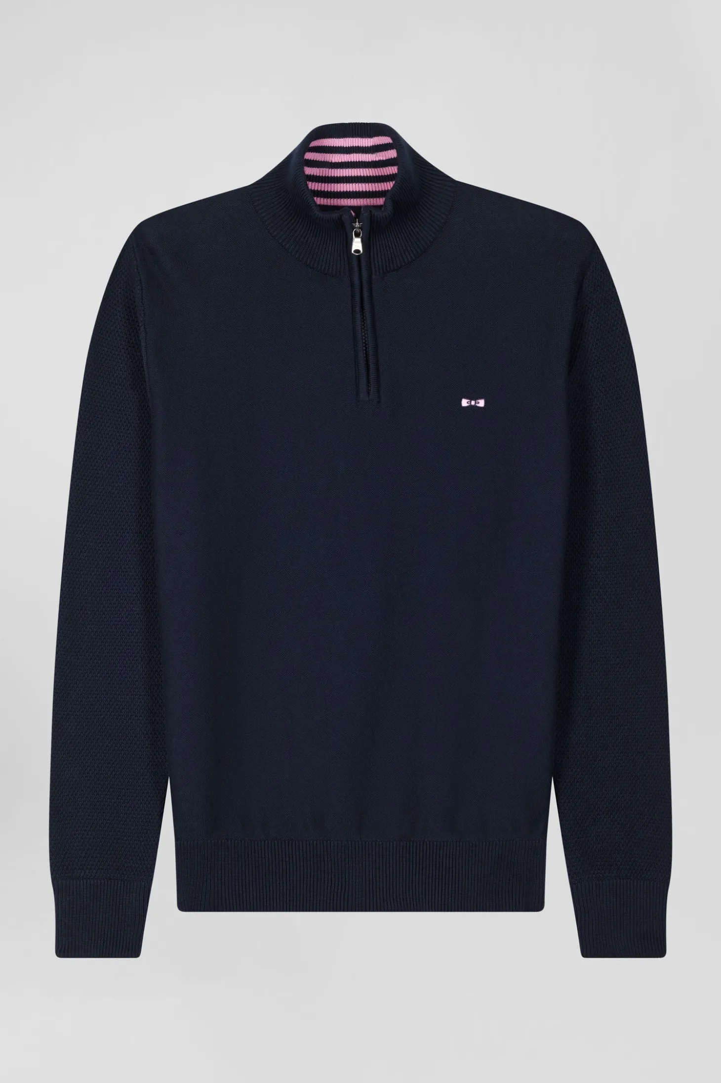 Pull col camionneur en coton bleu marine coupe Regular