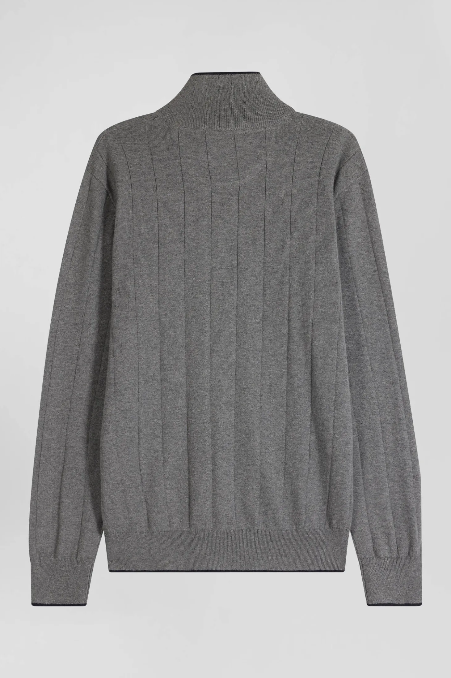 Pull col camionneur en coton et cachemire gris coupe Regular