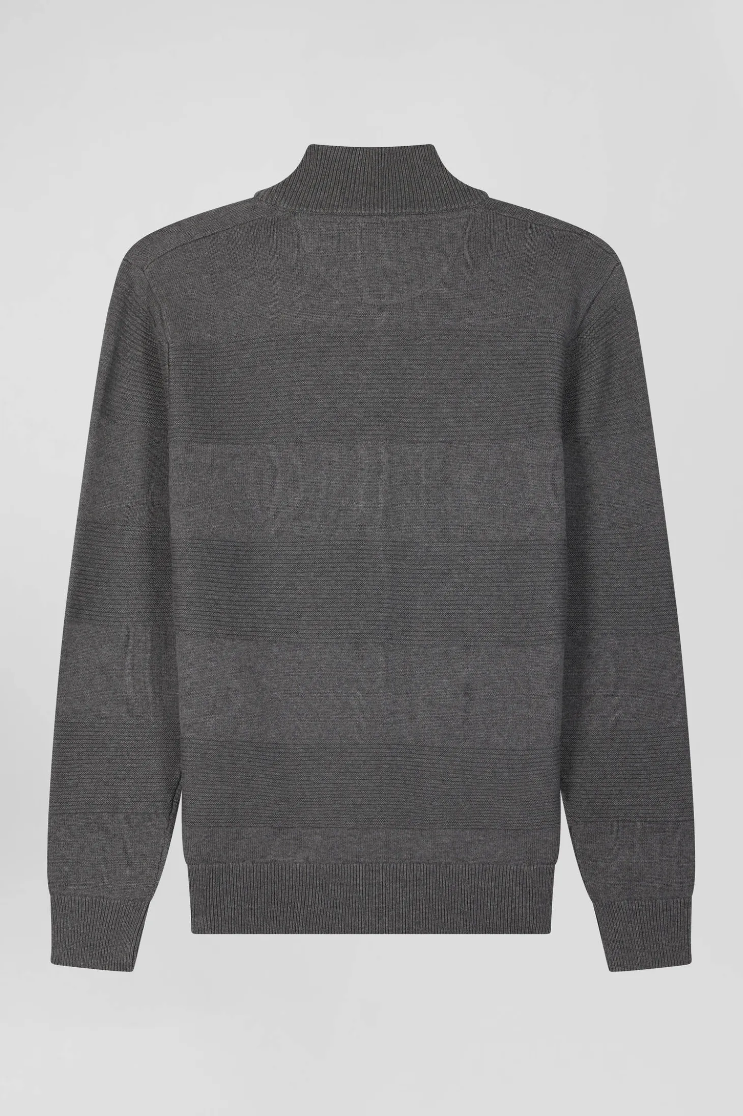 Pull col camionneur en coton gris à jeux de maille coupe Regular