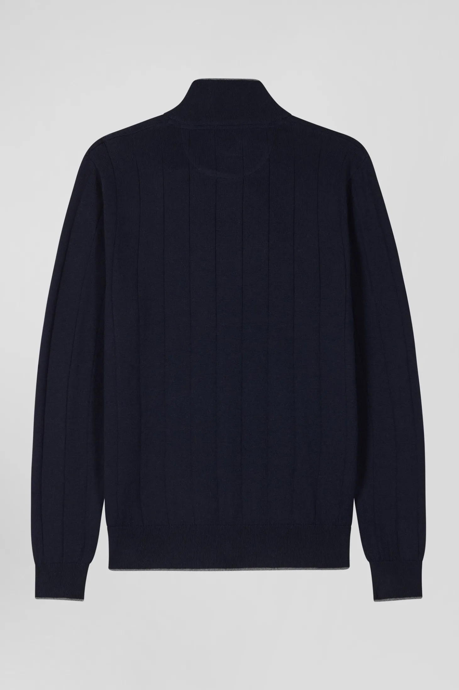 Pull col camionneur en coton et cachemire bleu marine coupe Regular