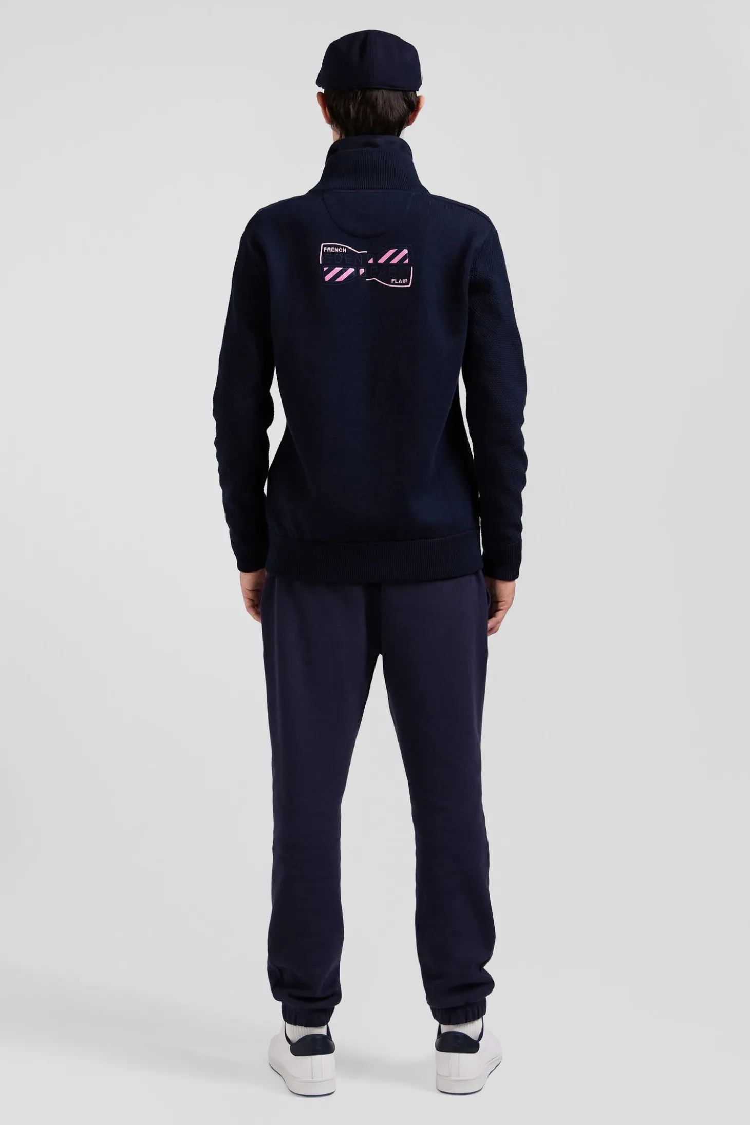 Pull col camionneur en coton bleu marine coupe Regular