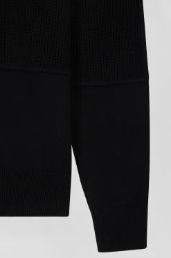 Pull col camionneur en coton gris à jeux de maille coupe Regular