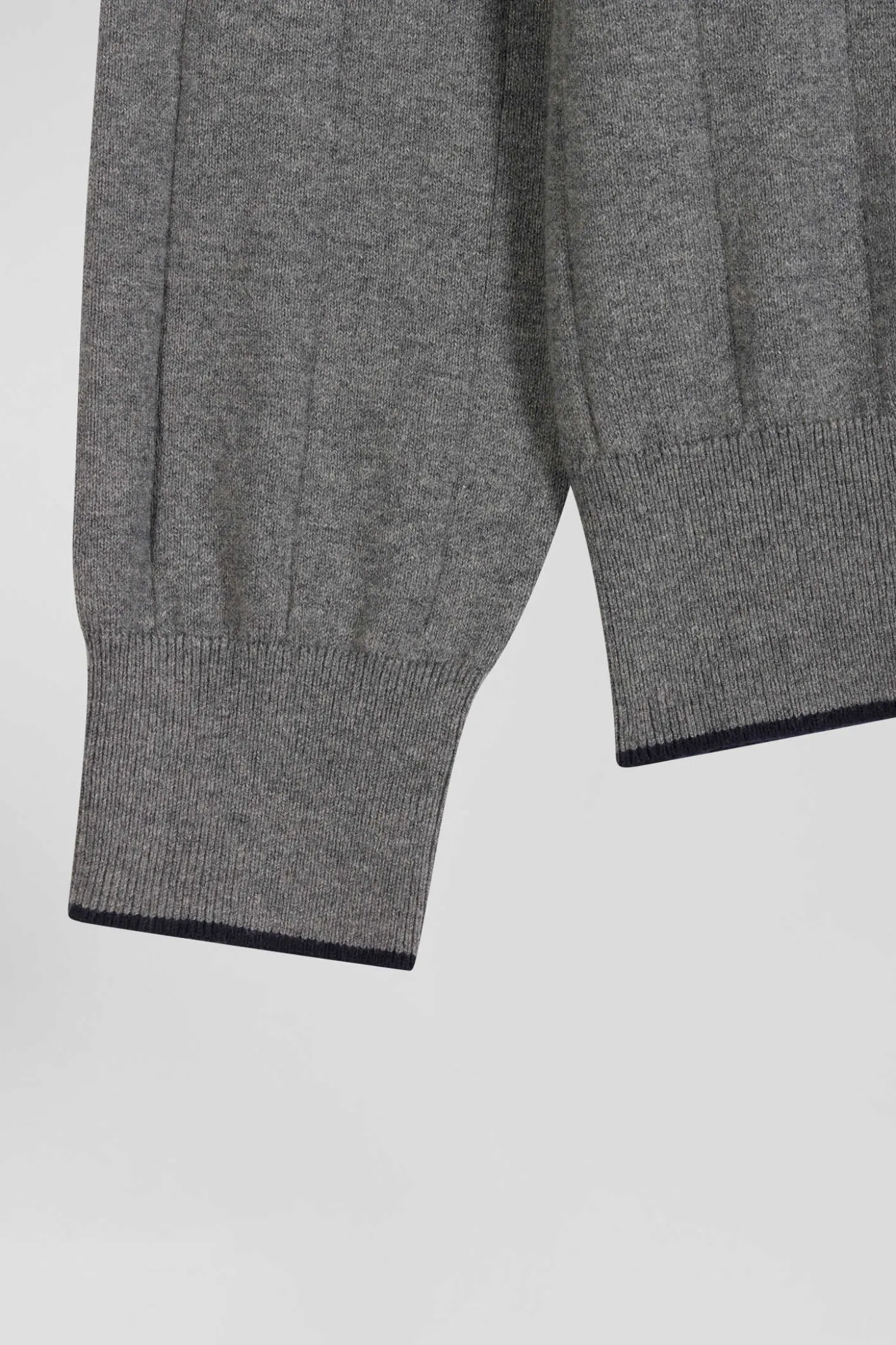 Pull col camionneur en coton et cachemire gris coupe Regular