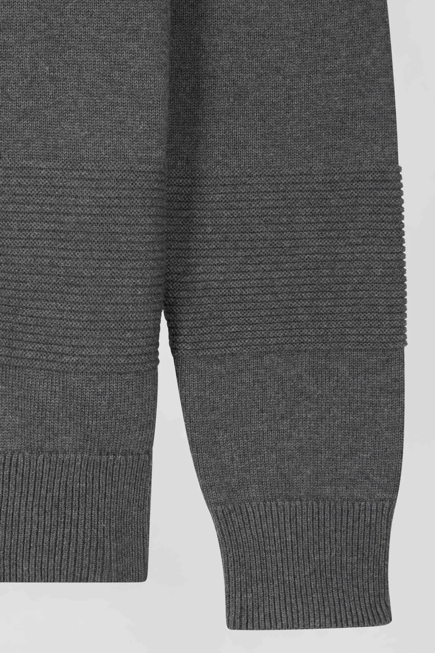 Pull col camionneur en coton gris à jeux de maille coupe Regular