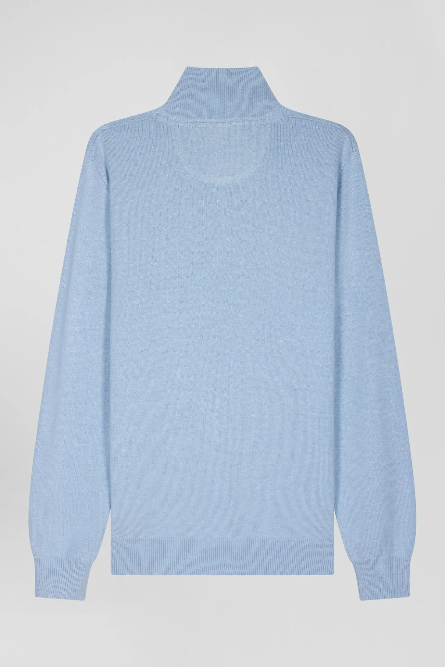 Pull col camionneur zippé en laine et coton ciel coupe Regular