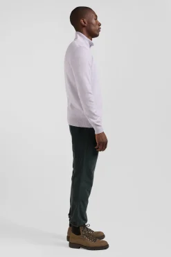 Pull col camionneur zippé en laine et coton gris coupe Regular