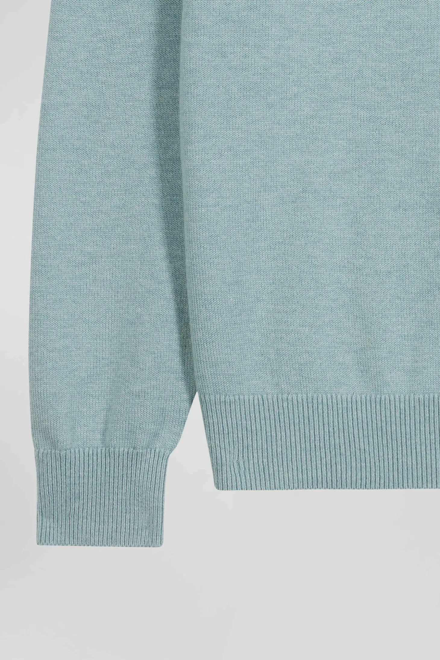 Pull col camionneur zippé en laine et coton vert coupe Regular