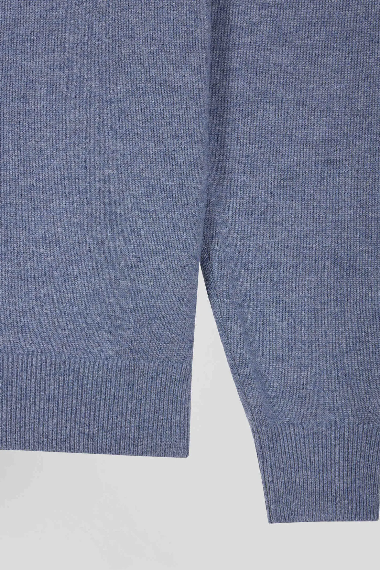 Pull col camionneur zippé en laine et coton bleu clair coupe Regular