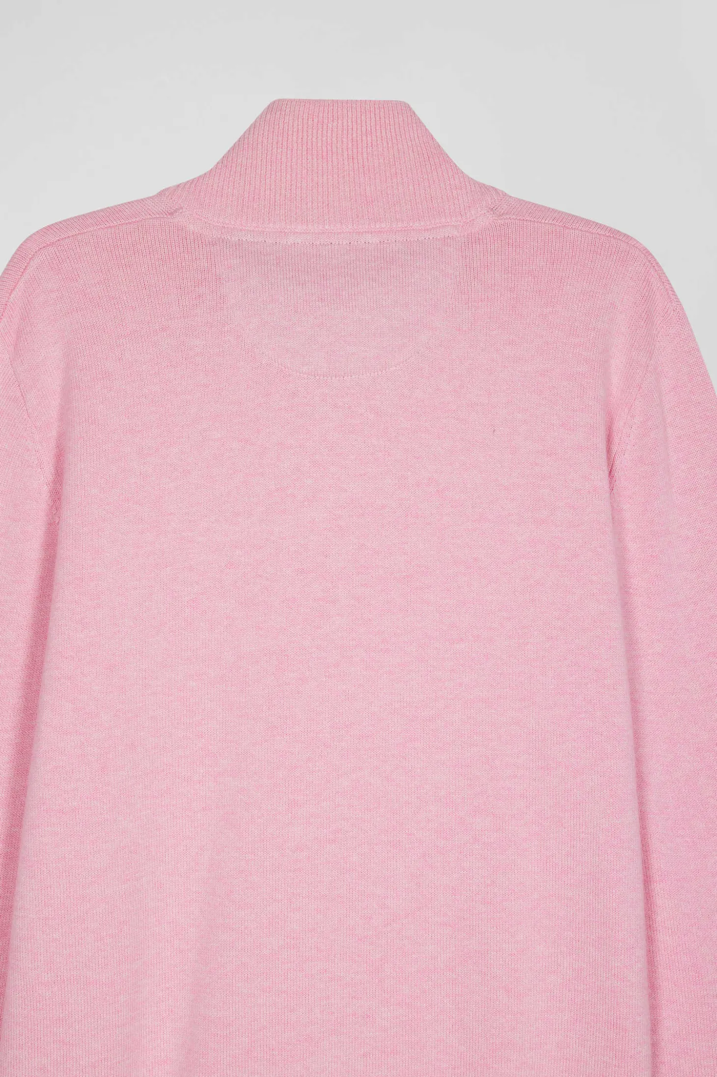 Pull col camionneur zippé en laine et coton rose coupe Regular