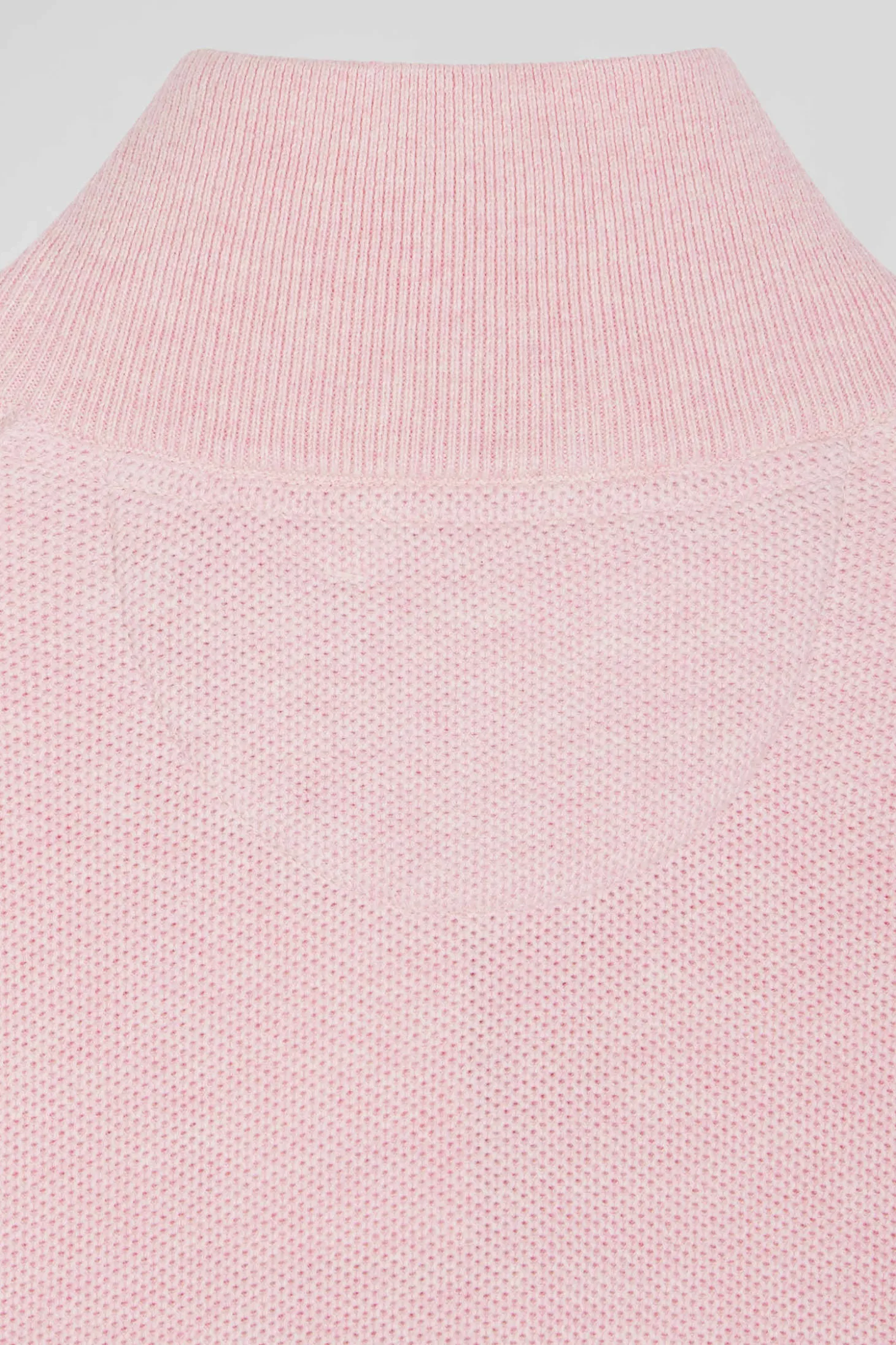 Pull col camionneur zippé uni en coton rose coupe Regular