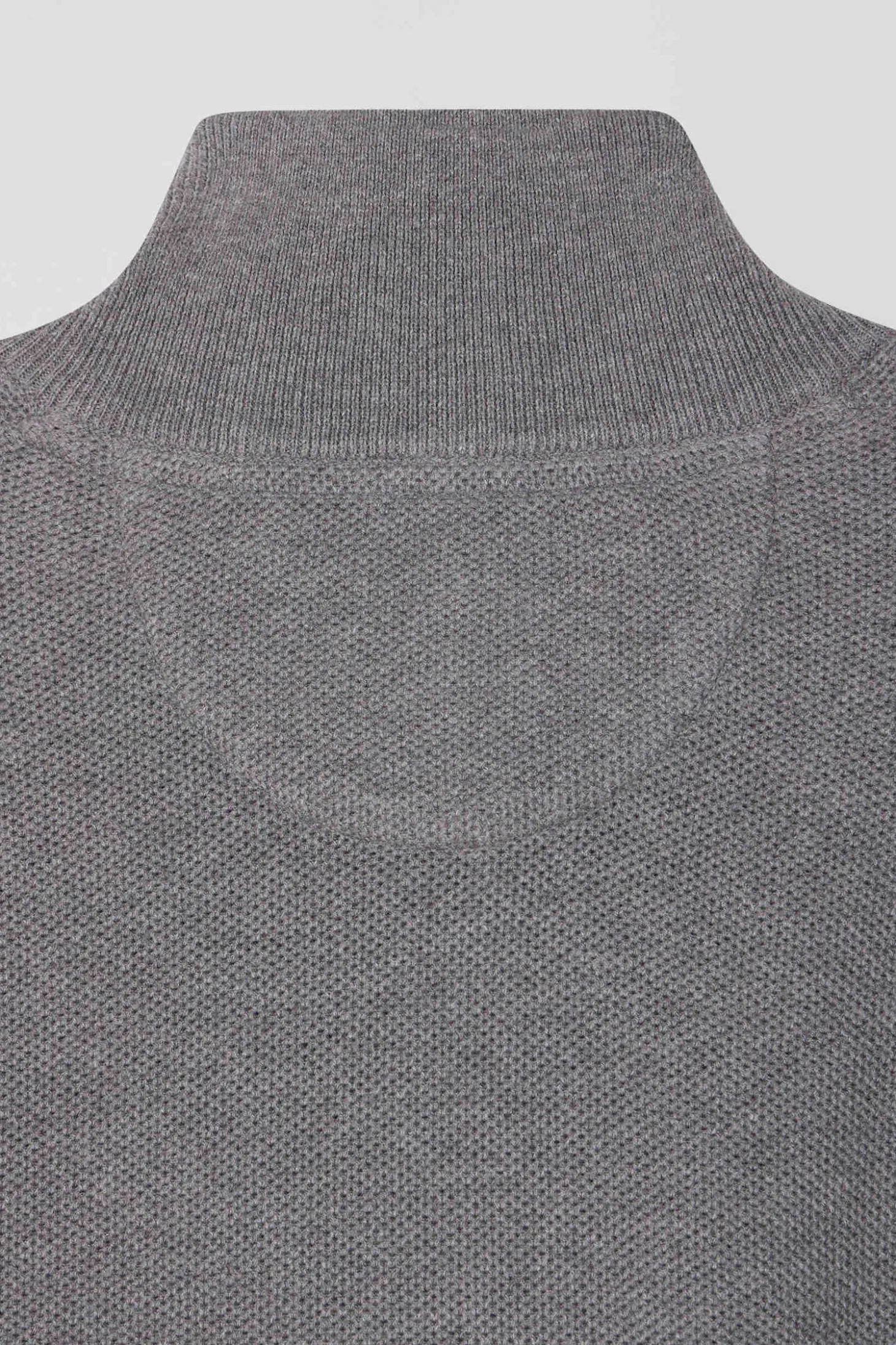 Pull col camionneur zippé uni en coton gris coupe Regular