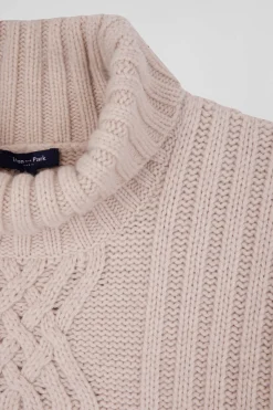 Pull col cheminée en laine mélangée effet nœud ivoire coupe Oversized