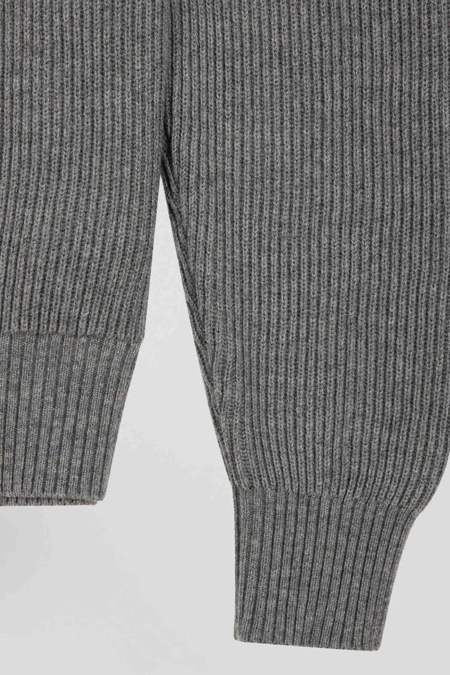 Pull col cheminée en laine et coton gris coupe Regular