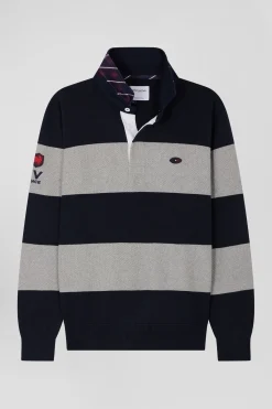 Pull col maillot en coton gris coupe Regular
