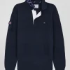 Pull col maillot en coton bleu marine XV de France coupe Regular