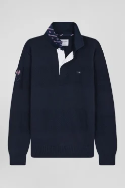 Pull col maillot en coton bleu marine XV de France coupe Regular