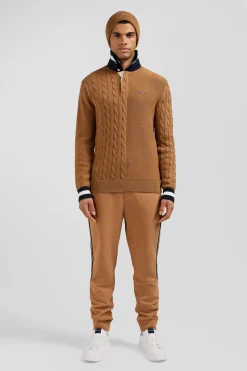 Pull col maillot en coton camel coupe Regular