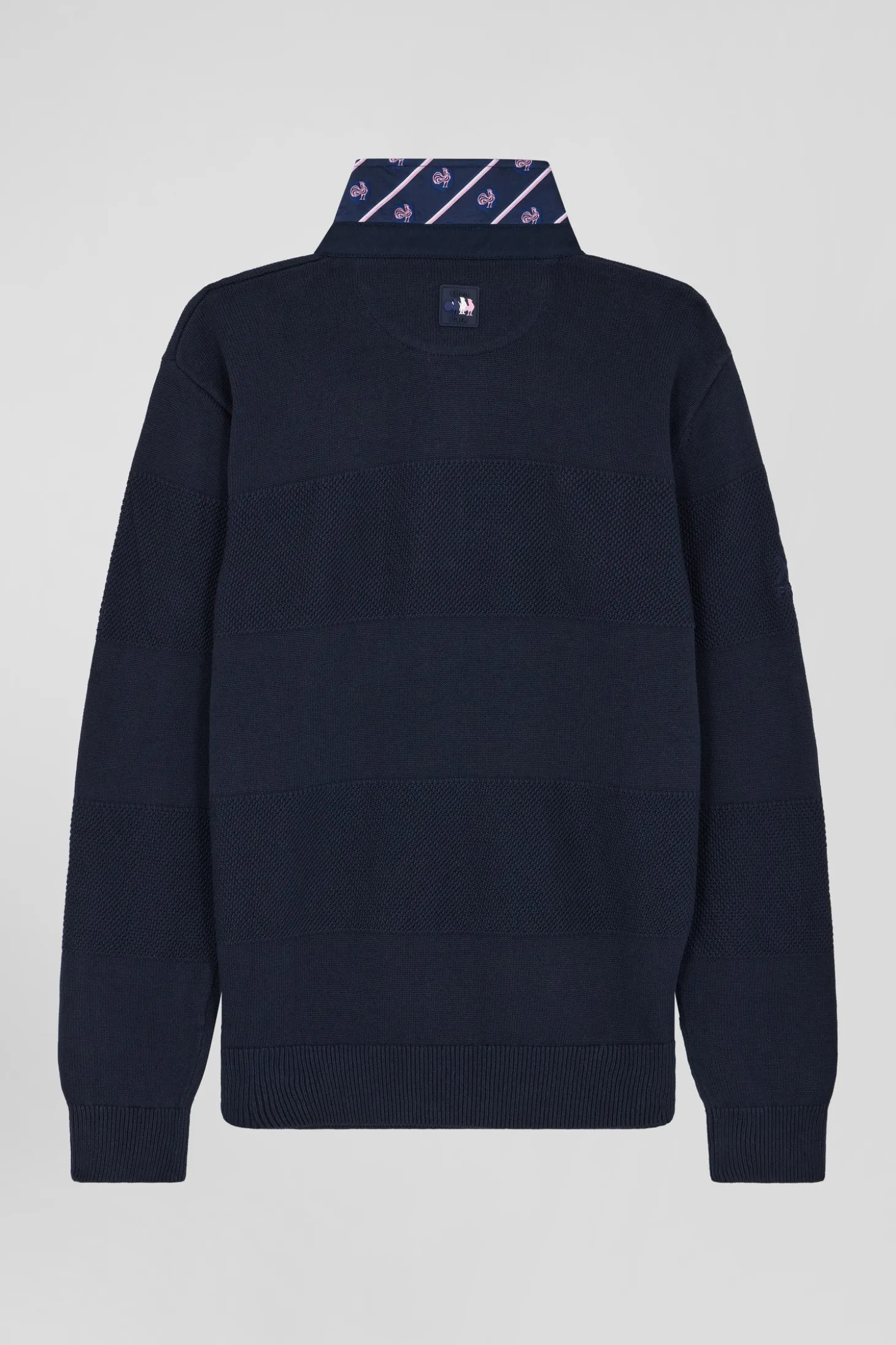 Pull col maillot en coton bleu marine XV de France coupe Regular