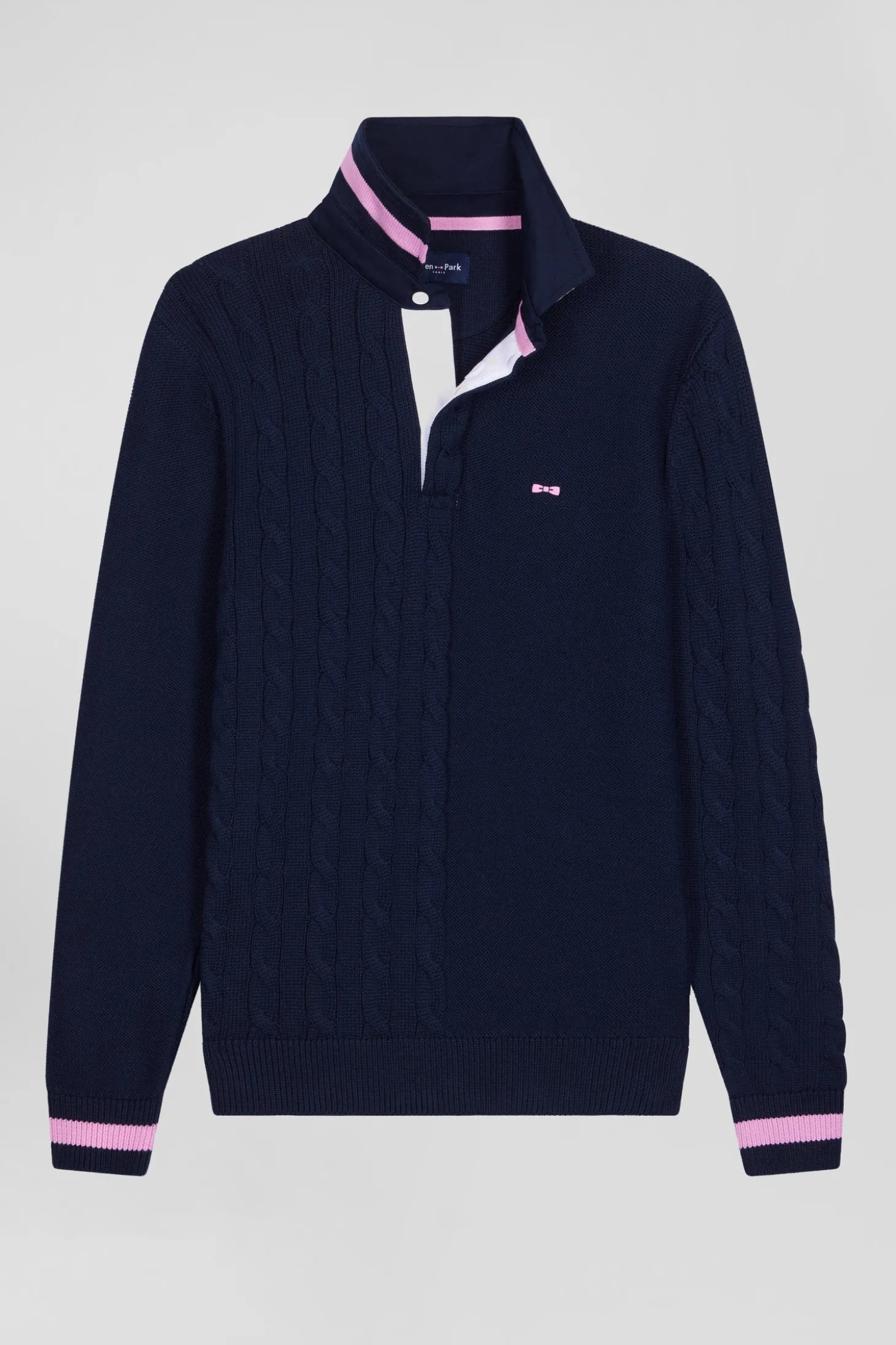 Pull col maillot en coton bleu marine coupe Regular