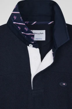 Pull col maillot en coton bleu marine XV de France coupe Regular