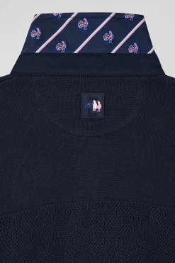 Pull col maillot en coton bleu marine XV de France coupe Regular