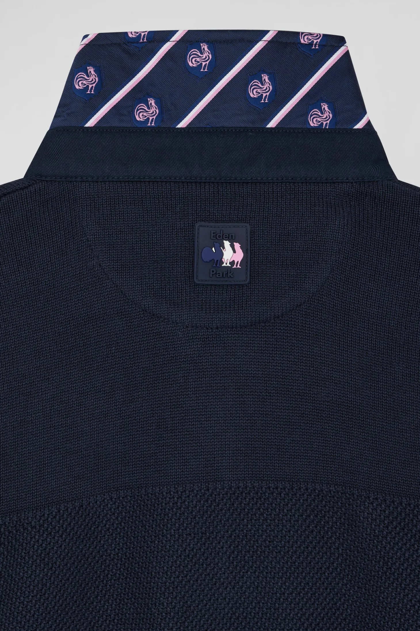 Pull col maillot en coton bleu marine XV de France coupe Regular
