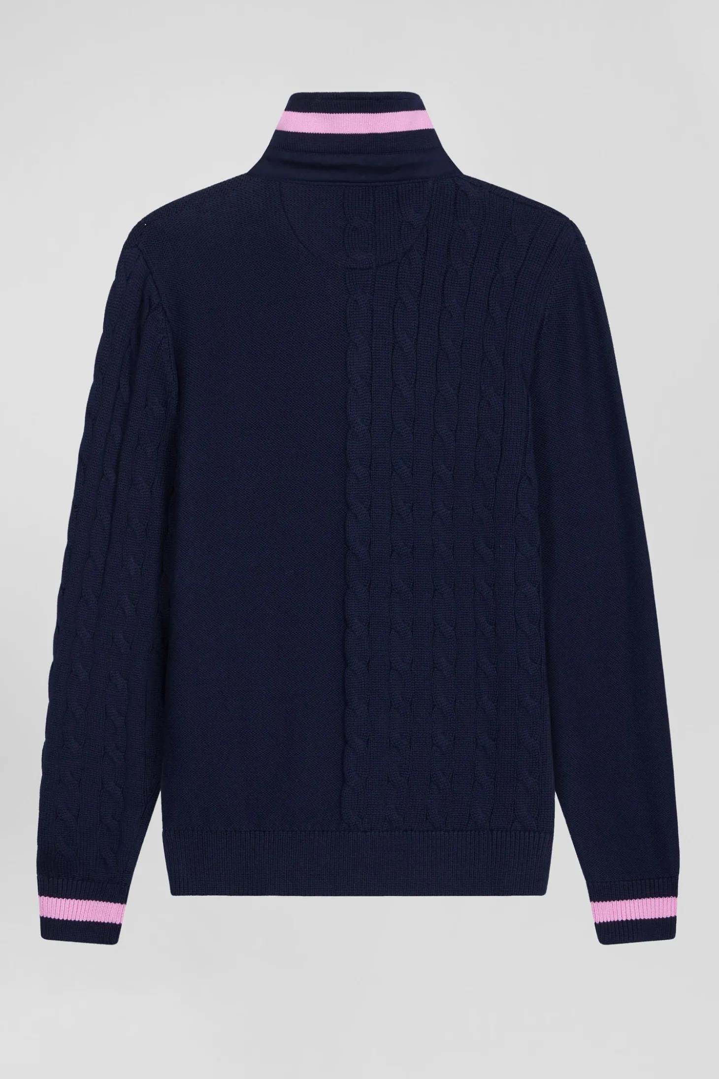 Pull col maillot en coton bleu marine coupe Regular