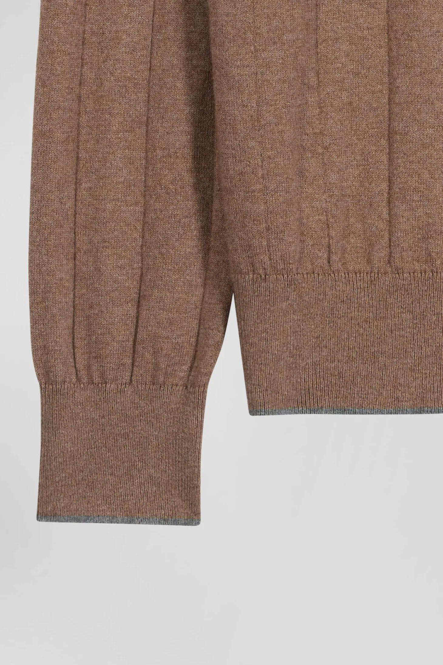 Pull col maillot en coton et cachemire marron coupe Regular