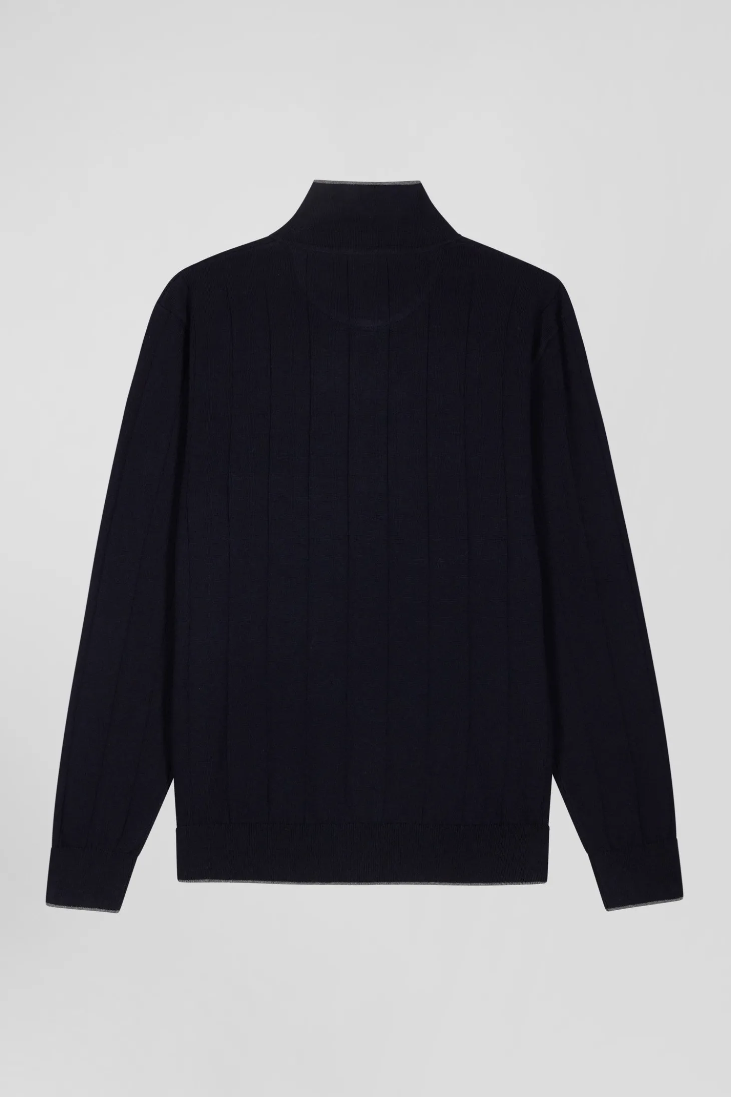 Pull col maillot en coton et cachemire bleu marine coupe Regular