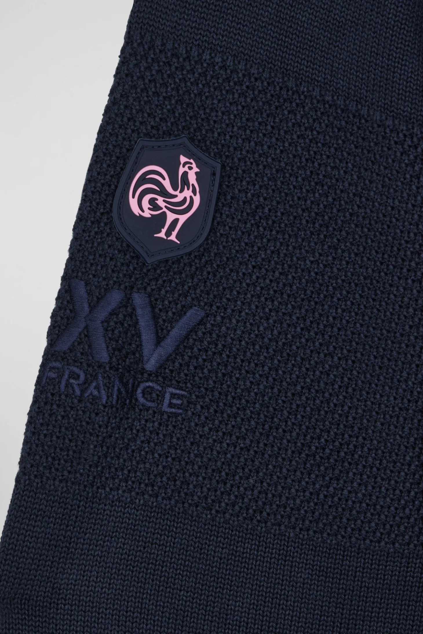 Pull col maillot en coton bleu marine XV de France coupe Regular