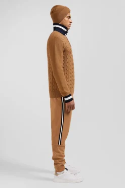 Pull col maillot en coton camel coupe Regular