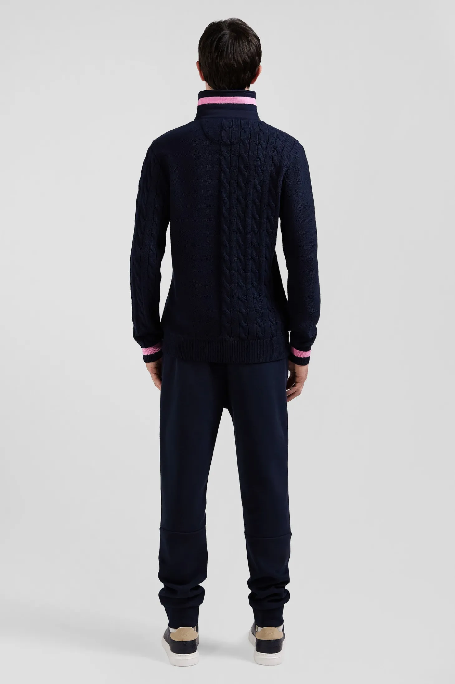Pull col maillot en coton bleu marine coupe Regular