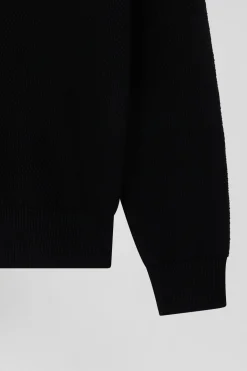 Pull col maillot en coton gris à jeux de maille coupe Regular