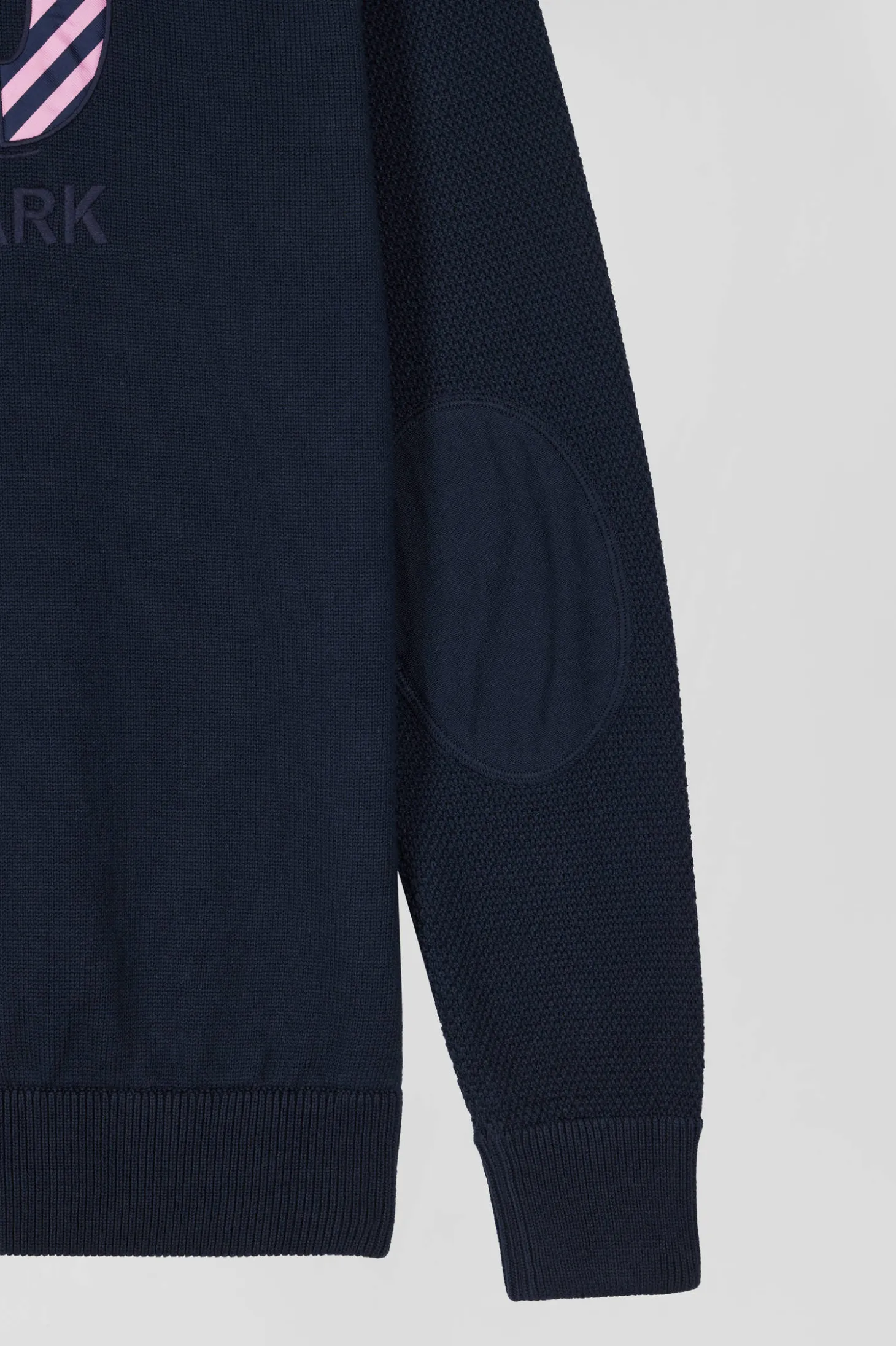 Pull col maillot en coton bleu marine coupe Regular broderie 10