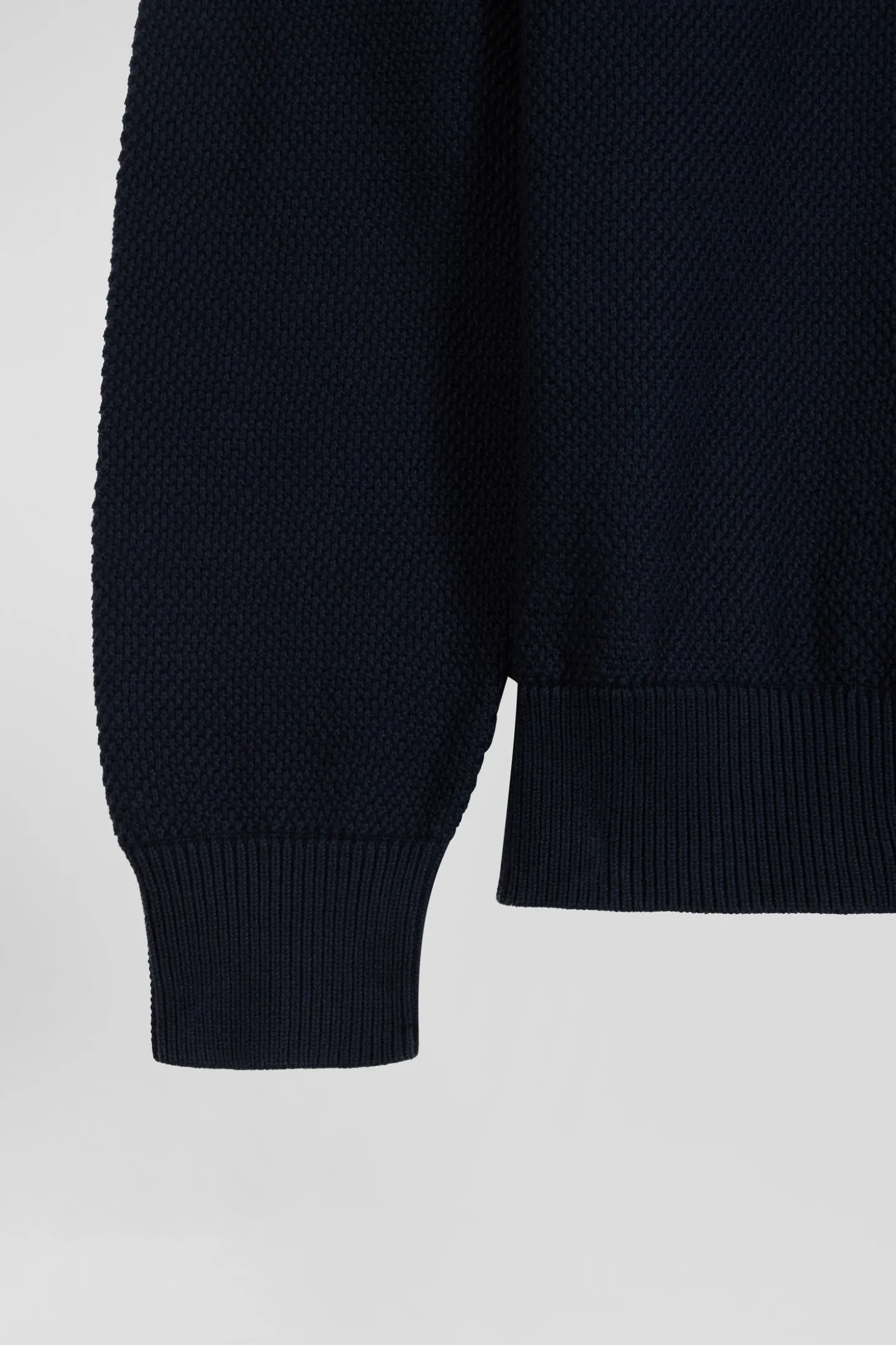 Pull col maillot en coton bordeaux à jeux de maille coupe Regular