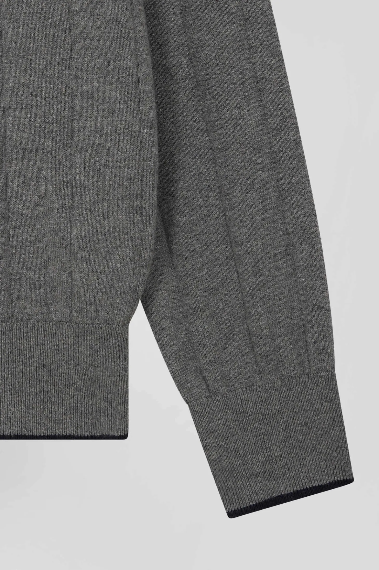 Pull col maillot en coton et cachemire gris coupe Regular