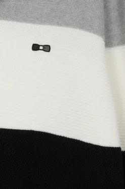 Pull col maillot en coton gris à jeux de maille coupe Regular